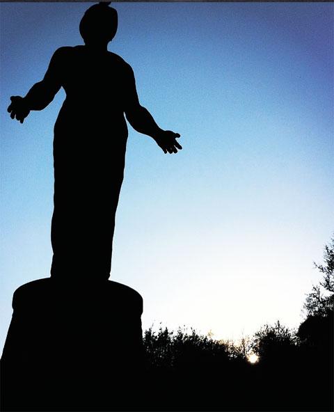 GUARDIAN: The iconic Six Bells statue was captured in perfect silhouette by reader Claire Tidey