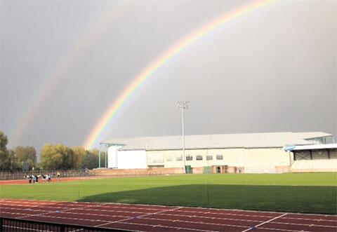 POT OF GOLD?: This rainbow over Newport Stadium was captured by reader Richard Whittaker
