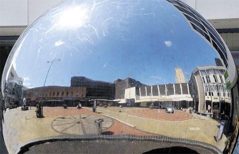 RETAIL REFLECTION: A shining sculpture in John Frost Square, Newport
