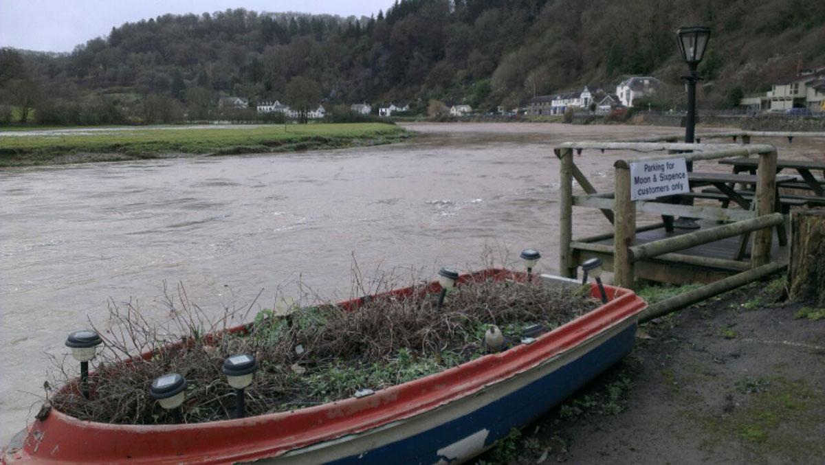 The swollen Wye at Tintern earlier this morning. Pic by Kath Skellon.