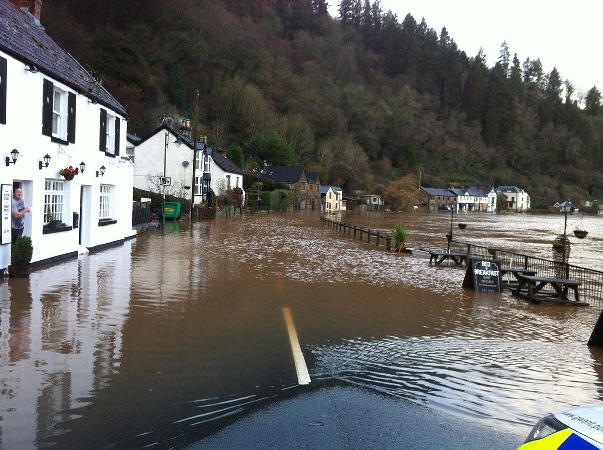 Flooding at Tintern. Pictures by Monmouthshire County Council.