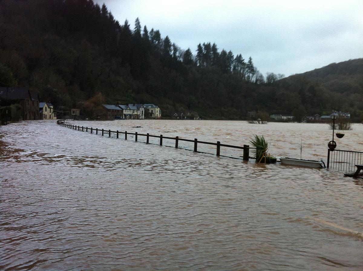 Flooding at Tintern. Pictures by Monmouthshire County Council.