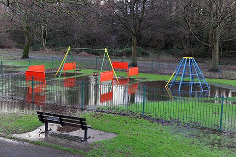 PIC OF THE DAY 09.01.14: NO PLAY TODAY: Flooded playground on Monmouth Road, Abergavenny Pic: CHRIS TINSLEY