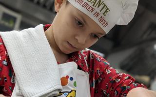 Dante in his chef hat and Children in Need apron