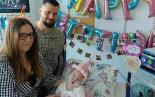 Wales' smallest baby Robyn Chambers celebrated her first birthday this month in hospital with her parents Daniel and Chantelle Chambers by her side
