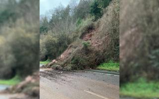 A landslide on the A40 near the Monmouthshire border in February 2024 forced the closure of a lane on the main road