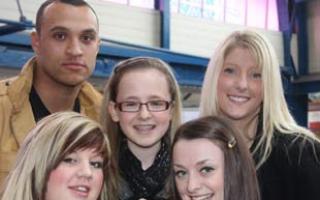 The five finalists; from left, Clay Howell, Shelby Morgan and Rachel Ann Keyse and front row, from left, Becky Barnbrook and Becki Nash