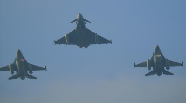 An RAF Typhoon and two F-16s by Jason Pugh.