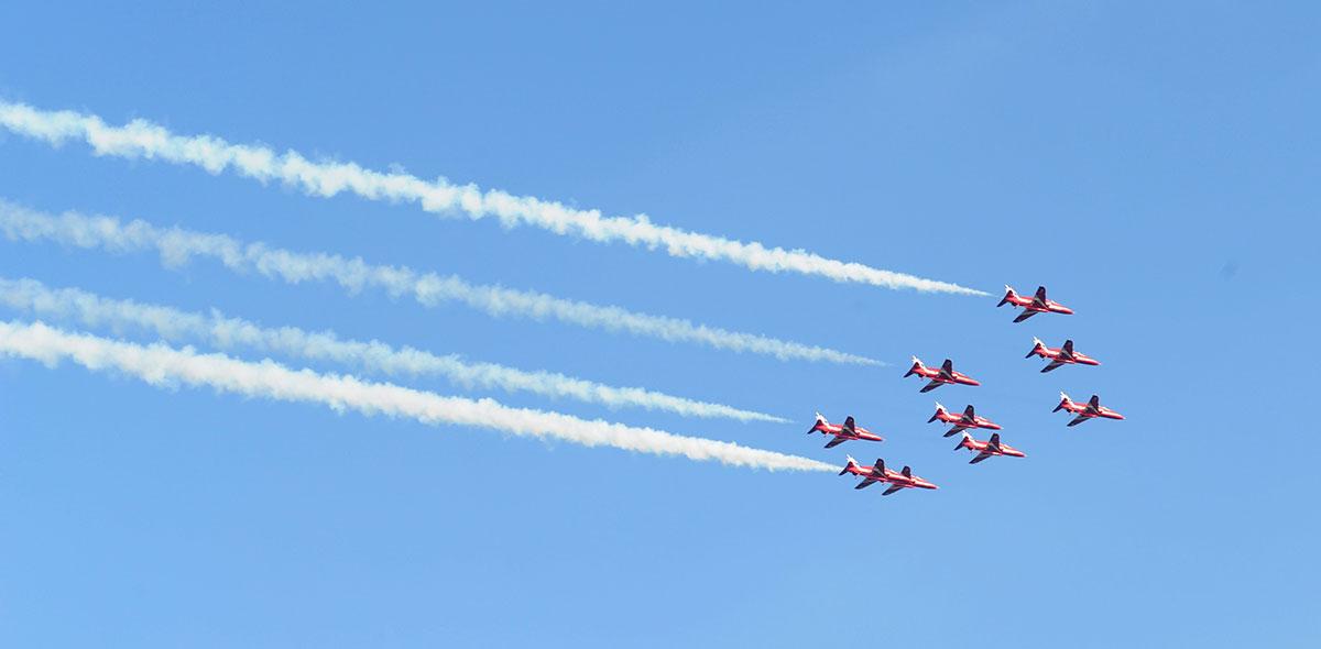 The Red Arrows over the SDR bridge by Mark Lewis