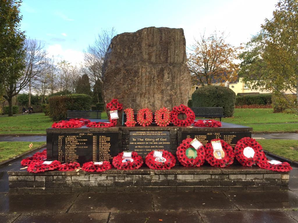 Wreaths at the Nantyglo and Blaina war memorial