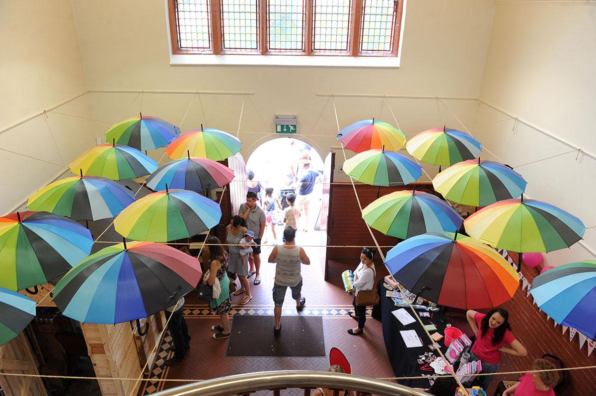 STALLS: Umbrellas hang in the Tea rooms at Belle Vue Park, Newport