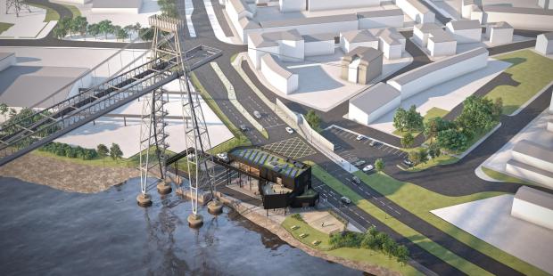 South Wales Argus: An artist's impression of the new visitor centre at Newport's Transporter Bridge.