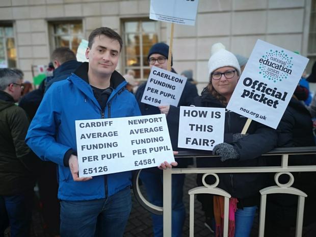 South Wales Argus: Caerleon Comprehensive School pupils at a demonstration outside the Newport City Council offices, February 12, 2020.