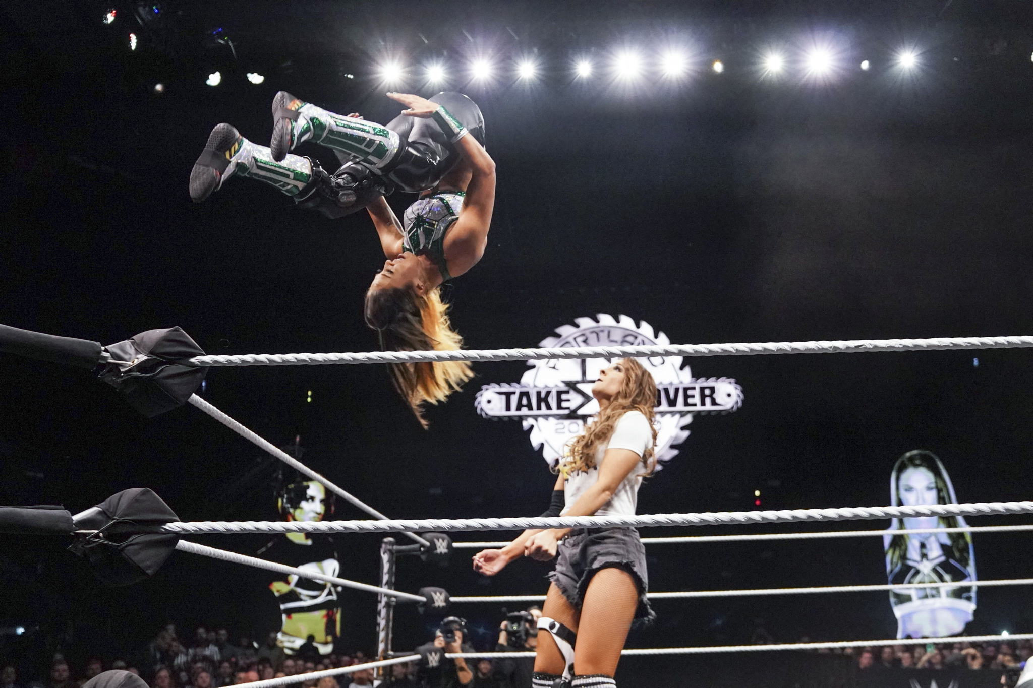 Tegan Nox in action against former best friend Dakota Kai during NXT TakeOver Portland. Picture: WWE