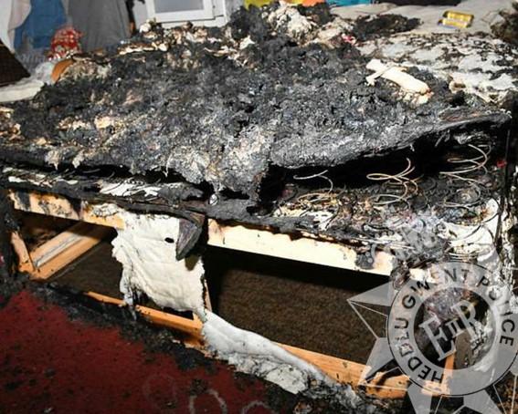 South Wales Argus: Some of the damage caused by Charlene Hodge when she started a fire in her flat in Fairoak Court, Newport. Picture: Gwent Police