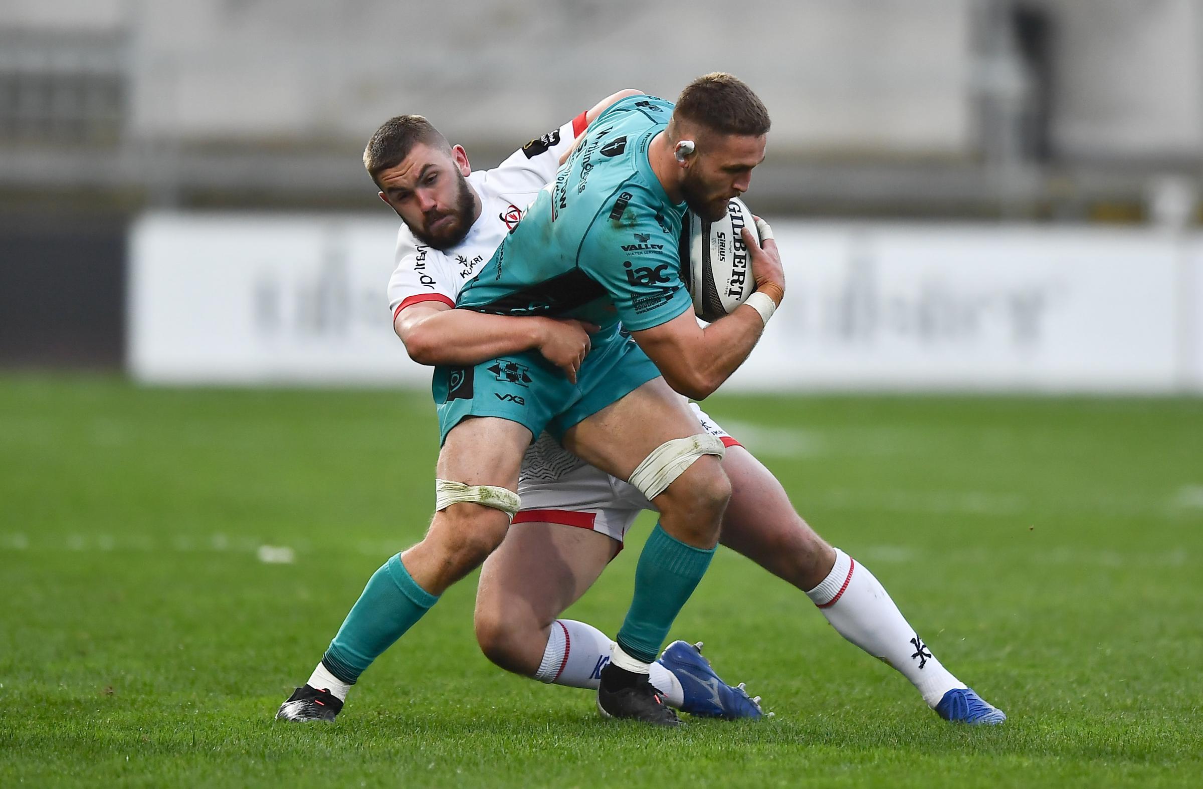 PHYSICAL: Dragons back rower Harri Keddie on the charge against Ulster