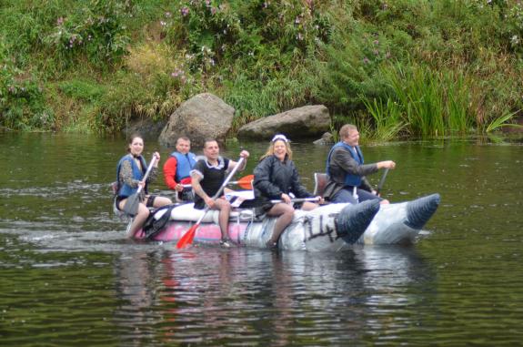 South Wales Argus: Mandarin Stone in action in the Monmouth Raft Race South Wales Argus: Mandarin Stone in action in the Monmouth Raft Race