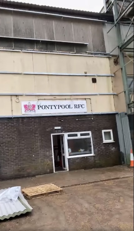 The outside of Pontypool RFCs Ray Prosser Stand before the renovation. Picture: Ben Jeffreys.