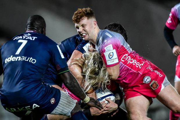 South Wales Argus: DEBUT: Aneurin Owen in action for the Dragons at Bordeaux-Begles in December 2020