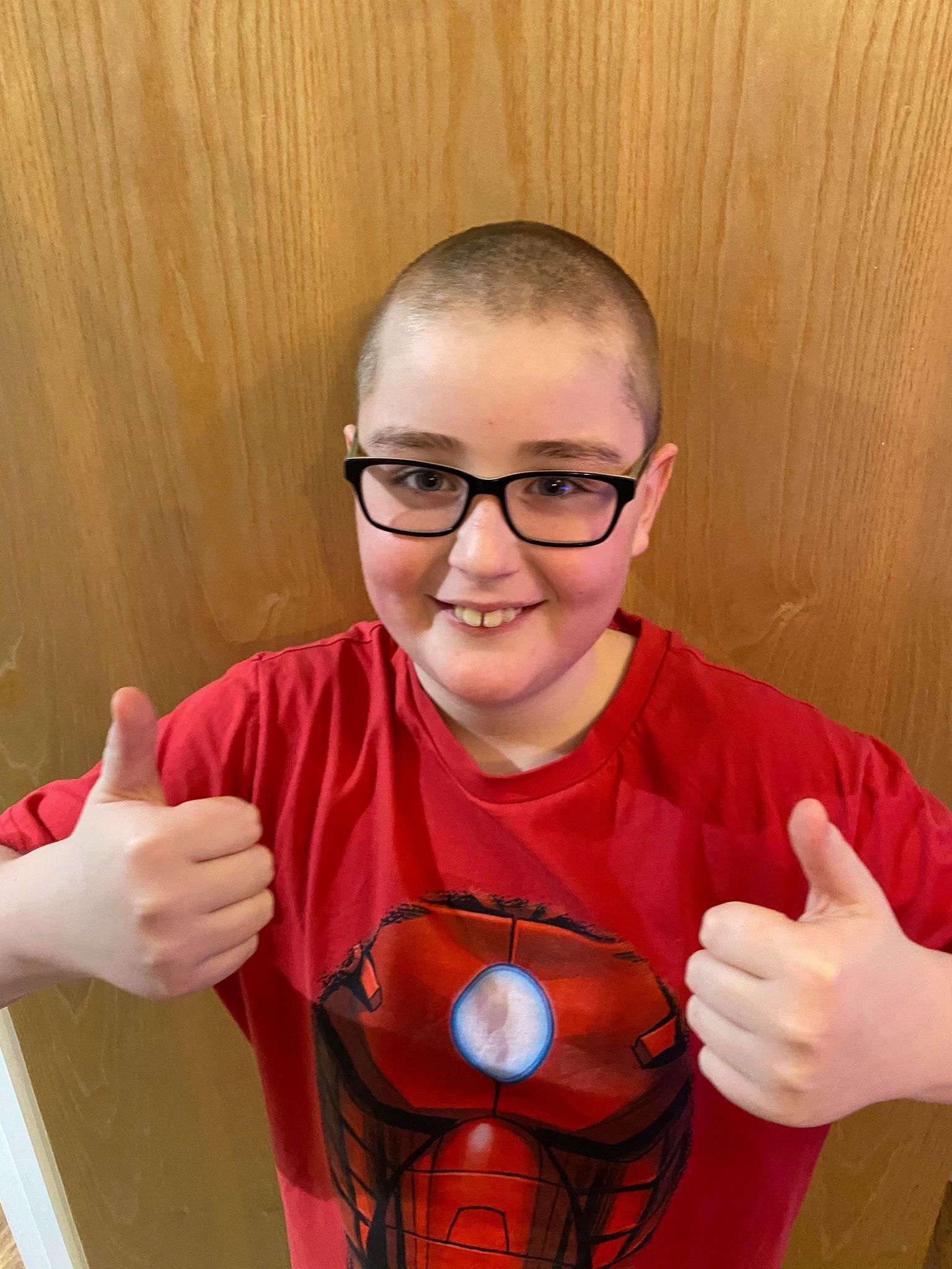 Oliver Carter after shaving his head for childrens cancer charity Latch. Picture: Ceri Carter.