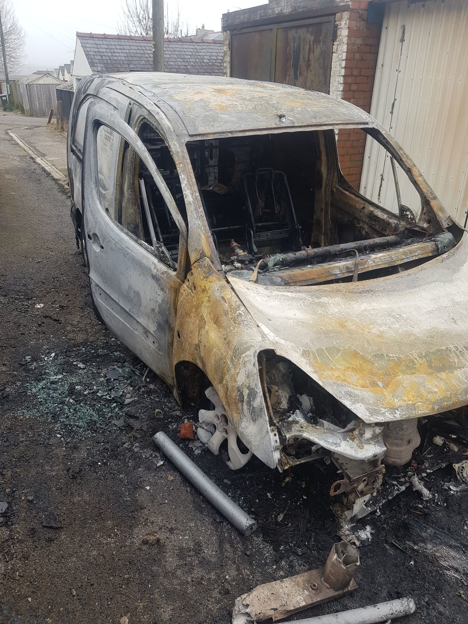 Tim Cantelo’s van was burnt out overnight in Griffithstown. Picture: Tim Cantelo.