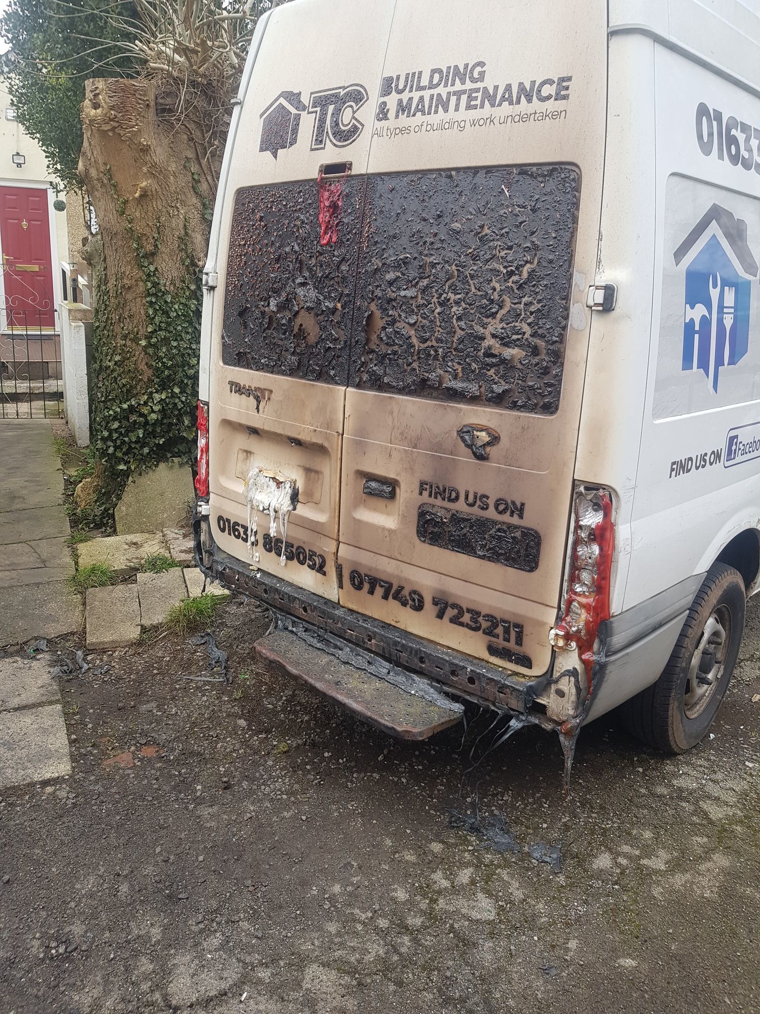 Tim Cantelo’s van was burnt out overnight in Griffithstown. Picture: Tim Cantelo.