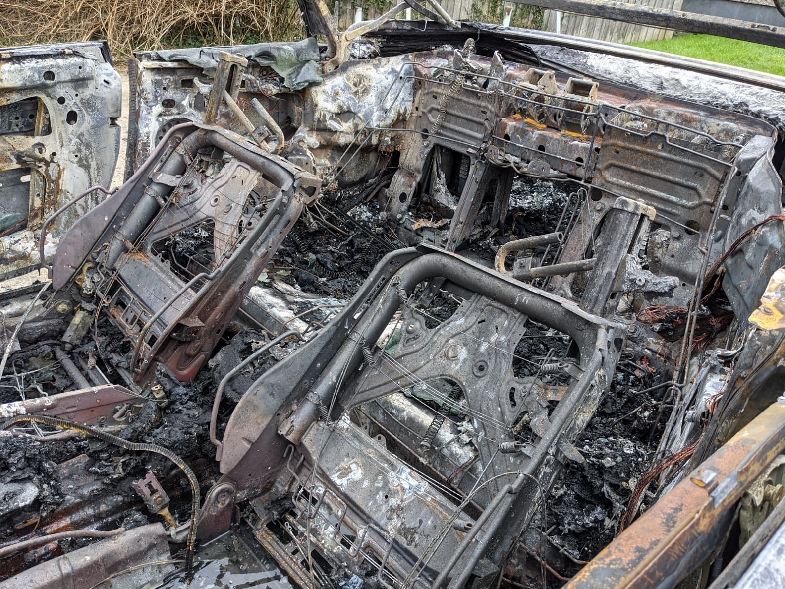 A car which had been set alight on Clifton Square in Griffithstown on Sunday night. 