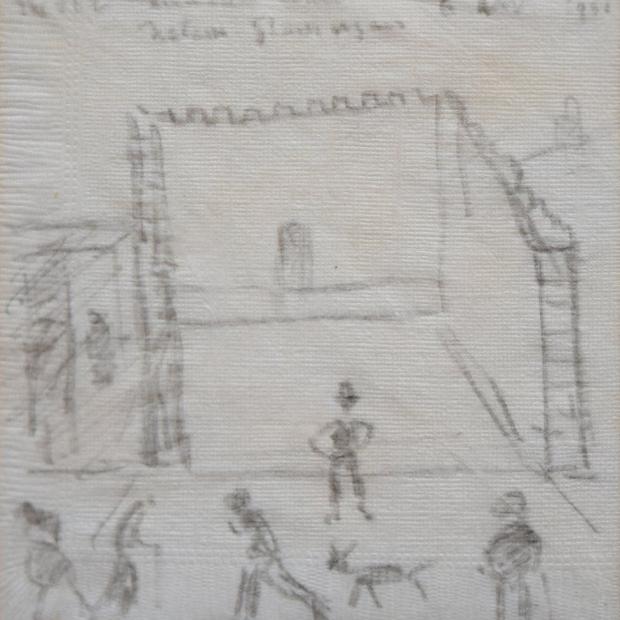 South Wales Argus: LS Lowry's sketch of the Caerphilly handball court