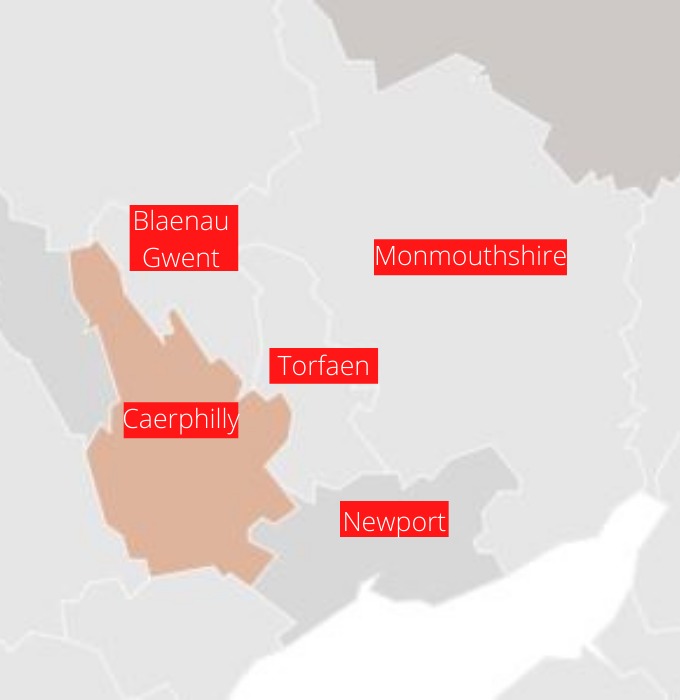 The predicted chance of authority areas in Gwent becoming Covid hotspots with more than 100 cases per 100,000