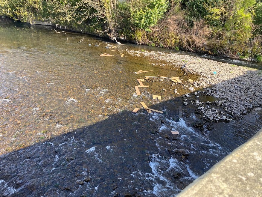 Debris in the Ebbw river