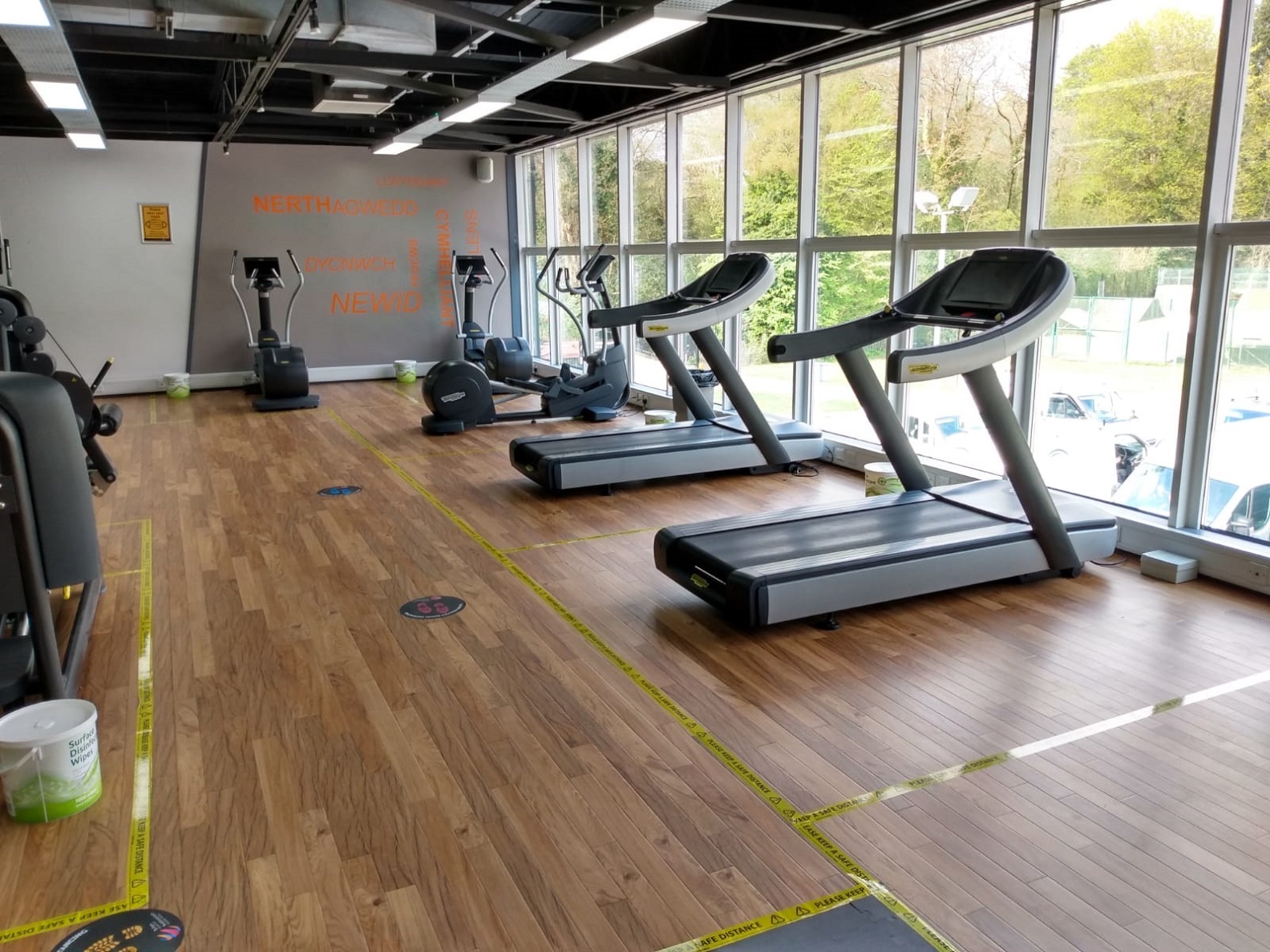Equipment in the gym at Pontypool Active Living Centre has been spaced out to ensure social distancing.