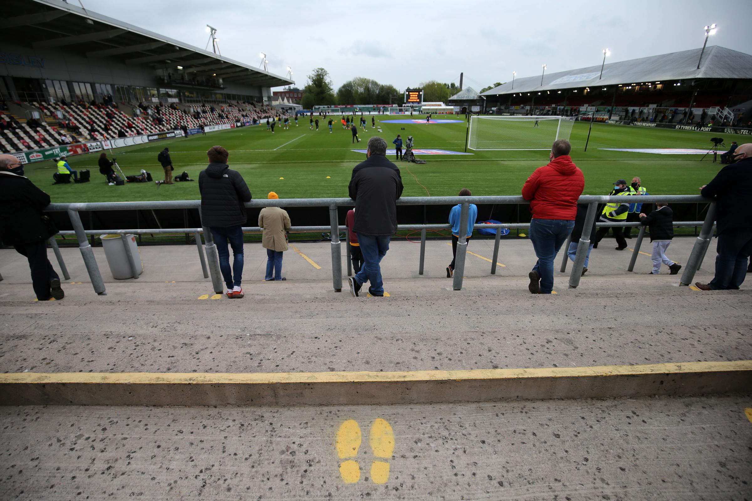 BACK: Fans returned to Rodney Parade to watch Countys play-off clash with Forest Green