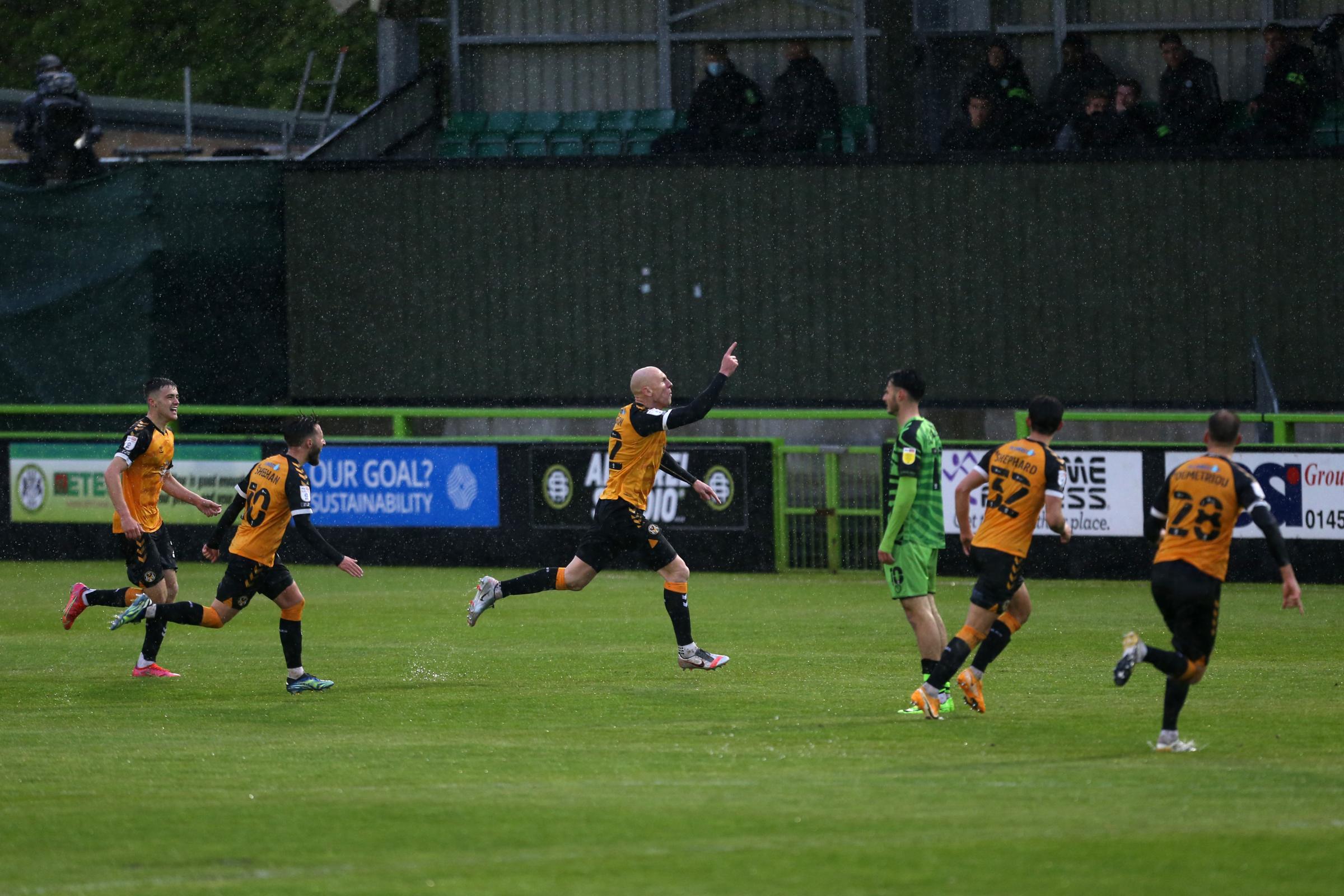 GOAL: Kevin Ellison celebrates scoring for County against Forest Green