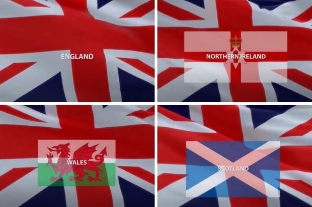 South Wales Argus: Flags as they appear on the One Britain, one nation song video.