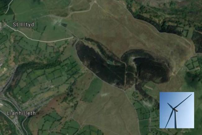 Mynydd Llanhilleth - between Llanhilleth, Brynithel and Six Bells to the west, and Pontnewynydd, Pontypool, to the east - is to be the subject of a wind farm plan. Picture - Google Earth