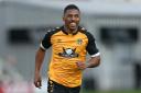 30.09.20 - Newport County v Newcastle United - Carabao Cup - Tristan Abrahams of Newport County celebrates scoring a goal.