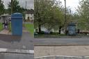 The police box shortly after its last restoration, compared to how it looks today