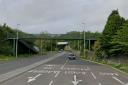 Street view image showing the bridge over the A468 in Caerphilly.