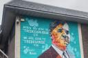 Mural of NHS founder Aneurin Bevan at Gwent Shopping Centre in Tredegar.