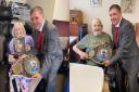 Former world boxing champion Robbie Regan brought a smile to the faces of residents Thomas Gabrielle Nursing Home in Old Cwmbran. Picture: Cwmbran Life