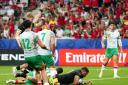RELIEF:M Taulupe Faletau scored Wales' bonus-point try in the win against Portugal