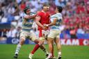 STAR: Dragons back rower Aaron Wainwright in action for Wales against Argentina at the World Cup
