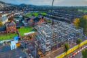 Drone footage of building work at St Andrew's Primary School, Newport