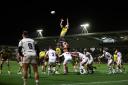 CLAIM: George Nott goes up to claim lineout ball in the Dragons' win against the Ospreys