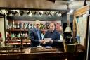 Monmouth MP David TC Davies with Simon Key, owner of The Nag's Head in Usk