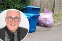 A purple recycling sack ready for weekly collection but Cllr Peter Strong has questioned if the bags need to be collected so regularly.