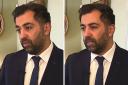 First Minister Humza Yousaf speaking to media on Friday, April 19