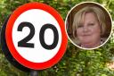 A 20mph sign (Getty Images) and, inset, Cllr Carol Ellis
