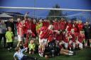 JOY: Newport City celebrate winning their play-off to earn promotion to Cymru South