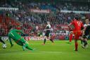 Wales' Gareth Bale scores his side's first goal during the UEFA European Championship Qualifying match at Cardiff City Stadium, Cardiff. PRESS ASSOCIATION Photo. Picture date: Friday June 12, 2015. See PA story SOCCER Wales. Photo credit should read: